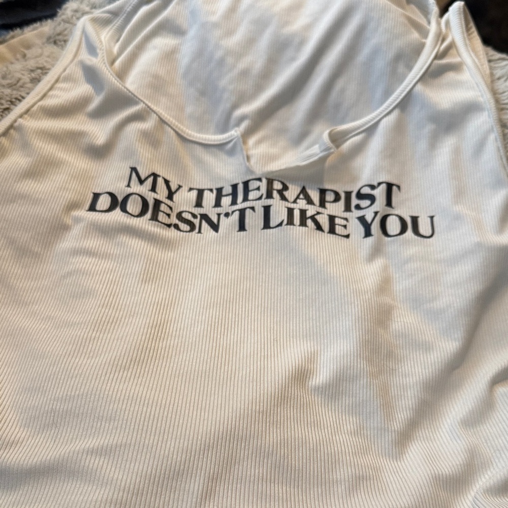 White Tank Top with Bold Text